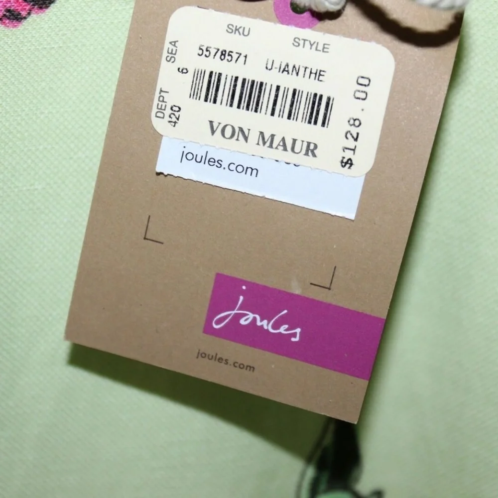 NWT Joules Floral Shift Tunic Dress Linen Blend Green Pink Short Sleeve HW6455 - Picture 5 of 9